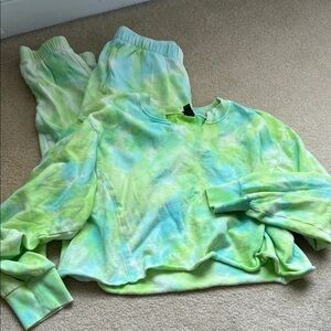 Wild Fable Green and Blue Tie-Dye Top